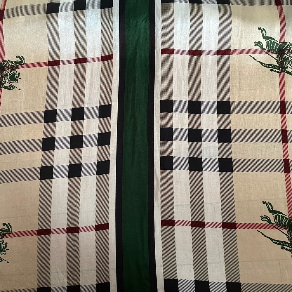Burberry Plaid Scarf with Green Accents